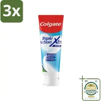 Colgate 3 x Tandpasta Triple Action Xtra White 75 ml - Grootverpakking - Tandpasta - Gaatjes - Wittere Tanden - Frisse Adem - Mondverzorging