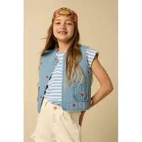 Sissy-Boy Lichtblauw denim gilet met embroidery | Maat: 134-140