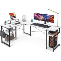 Famanu bureau met opbergruimte - L-vormig - Wit - 148x120 cm