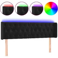 vidaXL Hoofdbord LED 147x16x78/88 cm fluweel zwart