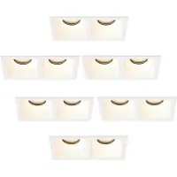 LEDVION – 6x LED Inbouwspot Dubbel Vierkant 162x150x175mm – Wit – Dimbaar – GU10 – 2700K – 3W – IP20