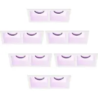 LEDVION – 6x Smart LED Inbouwspot Dubbel Vierkant 162x150x175mm – Wit – Dimbaar – GU10 – RGB+CCT – 4.9W – IP20