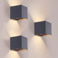 LEDVION - 3x USB Oplaadbare Wandlamp met Sensor – 4400 mAh – Antraciet – Draadloos – IP44 – Binnen & Buiten – Warm Wit Licht - Dag en nachtsensor