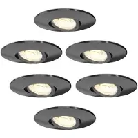 LEDVION - 6x LED Inbouwspot - Zwart - 6W - CCT 2200K-4000K - Ø96mm - Dimbaar - RVS - IP65
