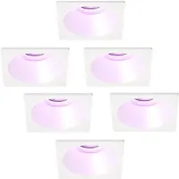 LEDVION – 6x Smart LED Inbouwspot Rond 81x81mm – Wit – Dimbaar – Kantelbaar – GU10 – RGB+CCT – 4.9W – IP20