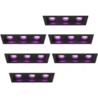 LEDVION – 6x Smart LED Inbouwspot Triple Rechthoek 270x100mm – Zwart – Dimbaar – Kantelbaar – GU10 – RGB+CCT – 4.9W – IP20