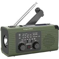Krüger&Matz KM0836 Zonne-energiecontactradio met powerbank van 5000 mAh, SOS-alarm, LED-lamp, groen