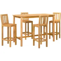 vidaXL Buitenbarset, 5 stuks, natuurlijke massief teak hout