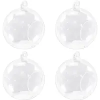 Typecat 4pcs 8cm Hanging Glass Flowers Plant Vase Stand Holder Terrarium Container Candlestick Tealight Holder Home Decor
