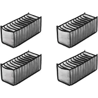 Typecat 4X Ondergoed BH Sokken Organizer Opbergruimte, Wasbare Opvouwbare Lade Kleding Organizer (Zwart-11 Roosters)