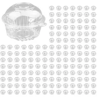 Typecat 200 Stuks Transparante Plastic Enkele Cupcake Taartdoos Muffin Koepelhouder Doos