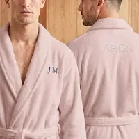 Yoursurprise Fleece badjas heren met naam - Geborduurd - Rose - L/XL
