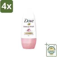 Dove - Deodorant - Roll-On Beauty Finish - Soepele geur en verzorging - 50 ml - Voordeelverpakking - 4 stuks - Beauty mineraal - Huid verzorging