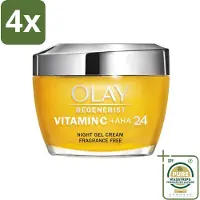 Olay - Vitamine C + AHA24 - Nachtcrème - Vernieuwend & Verhelderend - 50 ml - Voordeelverpakking - 4 stuks - AHA - Niacinamide