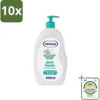 Nenuco 10 x - Jabon Líquido - Vloeibare Zeep - Originele Geur - Met Doseerpomp - 650 ml - Grootverpakking - Vloeibare Zeep - Handzeep - Douchegel - Badzeep - Baby Huid