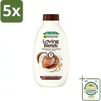 Garnier 5 x Loving Blends Kokosmelk en Macadamia Shampoo 300 ml - Grootverpakking - Kokosmelk Shampoo - Macadamia Shampoo - Voedend Haarverzorging - Droog Haar Shampoo - Normaal Haar Shampoo