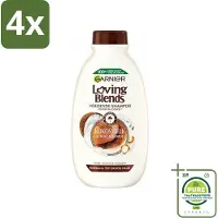 Garnier Loving Blends Kokosmelk en Macadamia Shampoo 300 ml - Voordeelverpakking - 4 stuks - Kokosmelk shampoo - Macadamia-olie shampoo