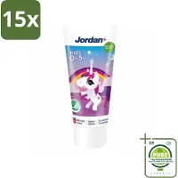 Jordan 15 x Tandpasta Kids 0-5 jaar 50 ml - Grootverpakking - Tandpasta Voor Kinderen - Kindertandpasta - Melkgebit Beschermen - Gaatjes Voorkomen - Fluoride 1450 Ppm