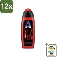 Fa - Douchegel - Attraction Force - Mannen Lichaam & Haar - Bergamot & Limoen - Verfrissend - 250 ml - Voordeelverpakking - 12 stuks - Verfrissend - 2 in 1 douchegel