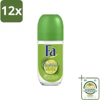 Fa - Deodorant Roller - Caribbean Lemon - Verfrissend - 48 uur Bescherming - Citrusachtig - 50 ml - Voordeelverpakking - 12 stuks - Deodorant roll-on - Citrusgeur