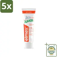 Elmex 5 x Gel-Tandpasta Junior (5-12 Jaar) 75 ml - Grootverpakking - Tandpasta Voor Kinderen - Gaatjesbescherming - Aminfluoride - Tandpasta Gel - Kindertandpasta