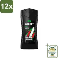 Axe - 3-in-1 Douchegel - Africa - Squeezed Mandarin & Sandalwood - 100% Plantaardig - 250 ml - Voordeelverpakking - 12 stuks - Prebiotica - Huidverzorging