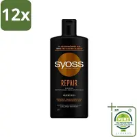 Syoss Repair Shampoo - Shampoo - Herstel - 440 ml - Voordeelverpakking - 12 stuks - Herstel haar - Beschadigd haar