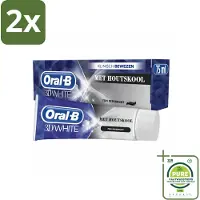 Oral-B Tandpasta 3D White Houtskool 75 ml - Voordeelverpakking - 2 stuks - Tandpasta - Whitening