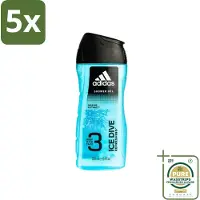 Adidas 5 x - 3-in-1 Douchegel - Ice Dive Refreshing - Marine Extract - 250 ml - Grootverpakking - Douchegel - Douche En Shampoo - Verfrissend - Sportieve Verzorging - Frisheid