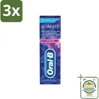Oral-B 3 x - 3D White Vitalize - Tandpasta - Whitening - 75 ml - Grootverpakking - Tandpasta Whitening - Tanden Versterken - Glazuur Beschermen - Tanden Verkleuren - Stralende Lach