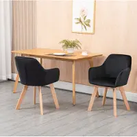 STILVORA Eetkamerstoel Set Van 2 - Met Armleuningen En Ergonomische Rugleuning - Voor Eetkamer, Woonkamer En Kantoor - Polyester En Hout - Zwart