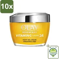 Olay 10 x - Vitamine C + AHA24 - Nachtcrème - Vernieuwend & Verhelderend - 50 ml - Grootverpakking - Nachtcrème - Vitamine C - AHA - Niacinamide - Verheldering