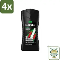 Axe - 3-in-1 Douchegel - Africa - Squeezed Mandarin & Sandalwood - 100% Plantaardig - 250 ml - Voordeelverpakking - 4 stuks - Prebiotica - Huidverzorging