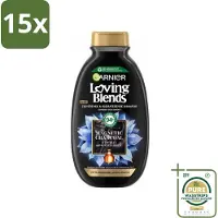 Garnier 15 x Loving Blends Magnetic Charcoal Shampoo 300 ml - Grootverpakking - Vette Hoofdhuid - Droge Haar - Zuivering - Hydraatatie - Magnetische Koolstof