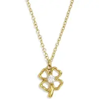 Yehwang 14K Vergulde Roestvrijstalen Hangerkettingen, Klavermotief, Casual En Eenvoudige Serie, Damessieraden - kettingen - sieraden - ketting - sieraad - klaver - geluk