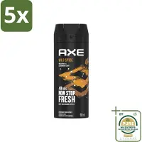 Axe 5 x - Deodorant Bodyspray - 48hrs Non Stop Fresh - Wild Spice - Wild Spices & Cedarwood - 150 ml - Grootverpakking - Wild Spice - Deodorant Bodyspray - 48 Uur Fris - Anti-geur - Cederhout Geur