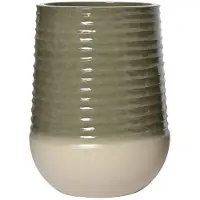 Kaemingk Plantenvaas Jamie L geribd Groen-wit Ø 53 x 69.5 cm
