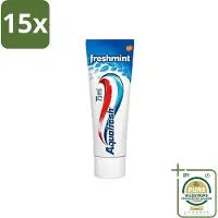 Aquafresh 15 x Tandpasta Freshmint Frisse Adem 75 ml - Grootverpakking - Tandpasta - Frisse Adem - Suikerzuurbescherming - Gaatjesbescherming - Tandvleesbescherming