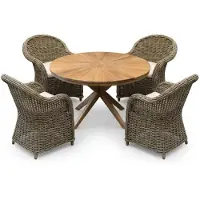 AVH-Collectie Cairo Roma dining tuinset 130xH77 cm 5 delig teak off white