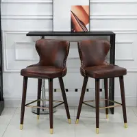 STILVORA Barkruk Set Van 2 - Retro Design Met Rugleuning En Voetsteun - Voor Keuken En Bar - Kunstleer - Bruin