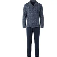 Hajo Pyjama lang donkerblauw / wit