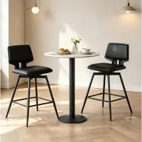STILVORA Barkruk 65,5 Cm - Set Van 2 Met Rugleuning En 360 Graden Draaibaar - Voor Keuken, Bar En Eethoek - Kunstleer Zwart