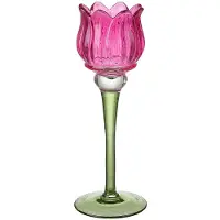 Clayre & Eef Waxinelichthouder Roze Glas