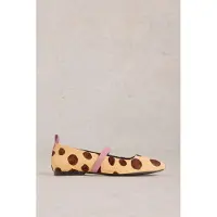 White Stuff Minnie Strap Leather Ballerina Natural Print Size: 7 | Ballerina Shoes Outlet | Dames | Beige