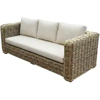 AVH-Collectie Nissah 3-zitsbank naturel rotan off-white kussens