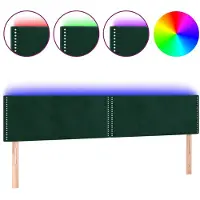 vidaXL Hoofdbord LED 200x5x78/88 cm fluweel donkergroen