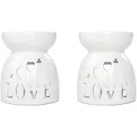 Jojomino 2X Keramische Diffuser Kaarsbrander Keramische Brandende Essentiële Oliën Diffusers Aromatische Lamp -Love