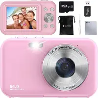 Siltcon Digitale Camera - Full HD 64MP - 16x Zoom - 64GB SD - Roze
