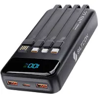 Siltcon Powerbank 30000mAh - USB-C 22.5W - 4 Kabels - Zwart