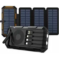 Siltcon Powerbank Solar 20000mAh - Draadloos - Handslinger - 4 Panelen